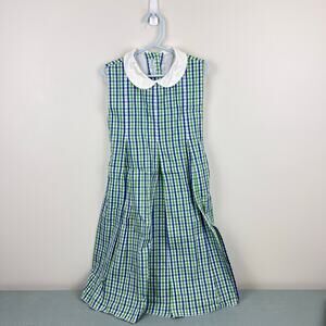 Papo d'Anjo Sleeveless Blue Green Plaid Dress 8